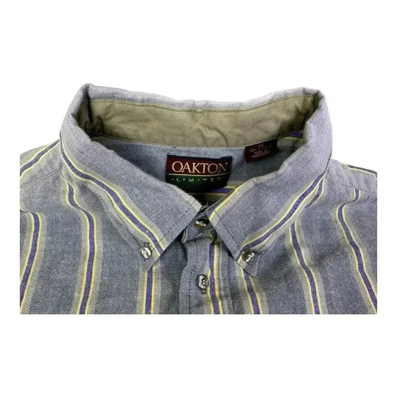 Oakton Limited Men’s Size XL Collared L/S Button Up Shirt In Gray Striped - Picture 13 of 14